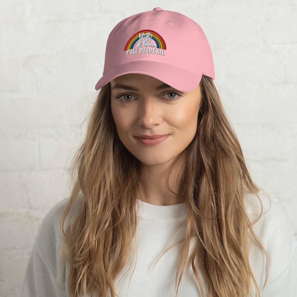 Y'all Means All pride dad hat, view 18 — Rose Gold Co