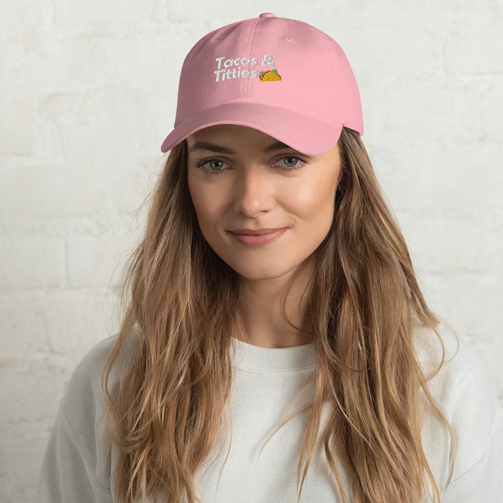Tacos and Titties lesbian dad hat, view 9 — Rose Gold Co