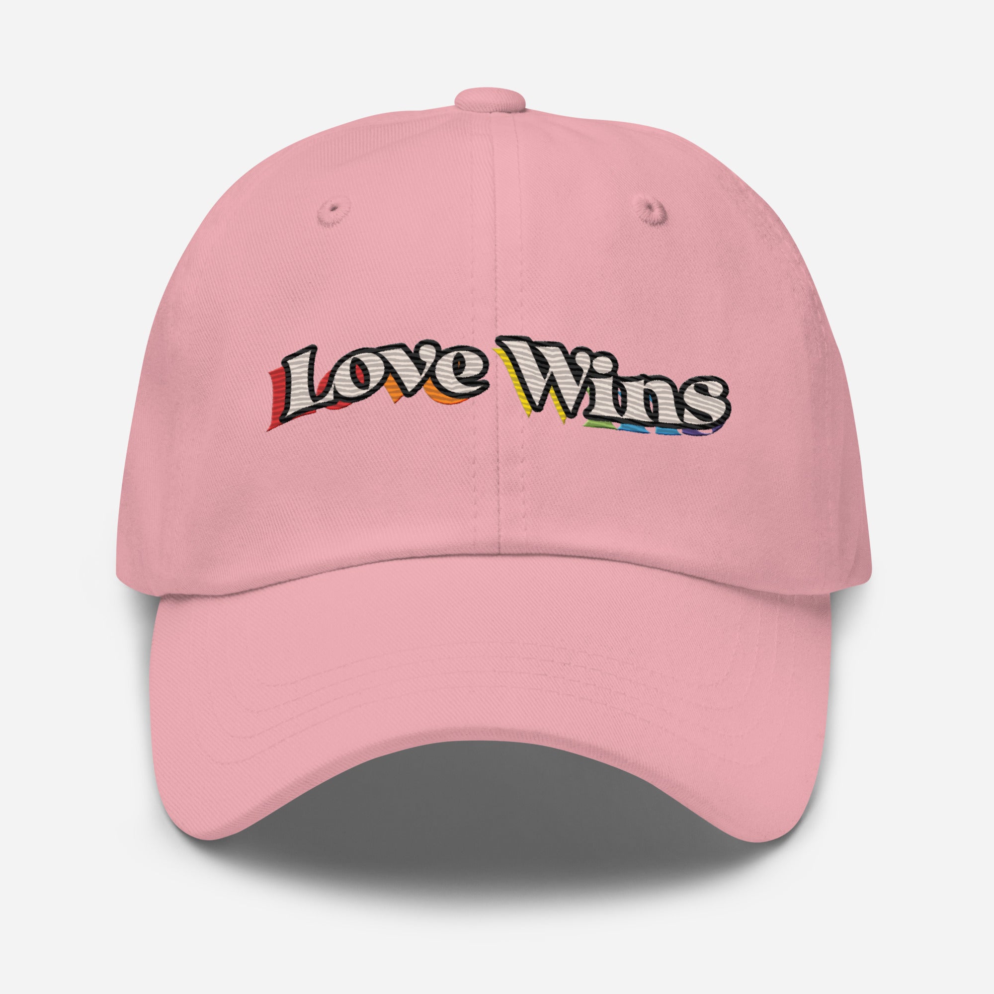 Love Wins embroidered dad hat, view 9 — Rose Gold Co