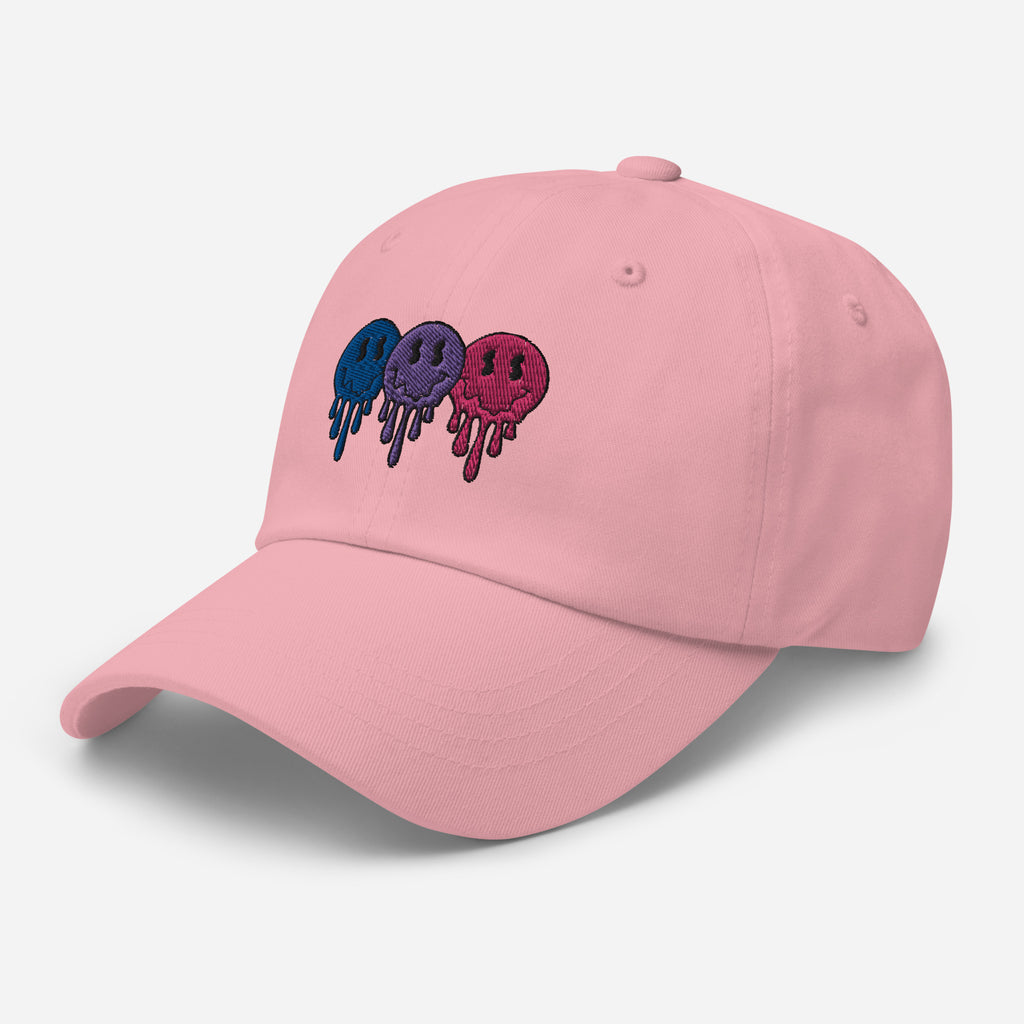 Bisexual pride smiley face dad hat, view 12 — Rose Gold Co