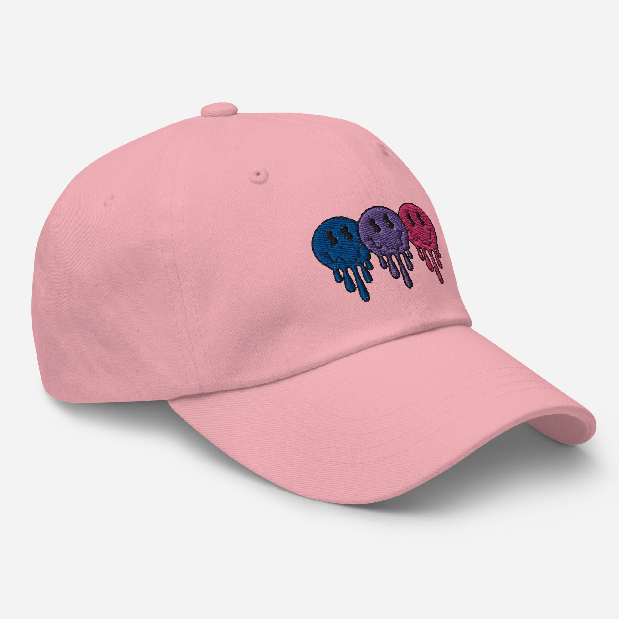 Bisexual pride smiley face dad hat, view 11 — Rose Gold Co