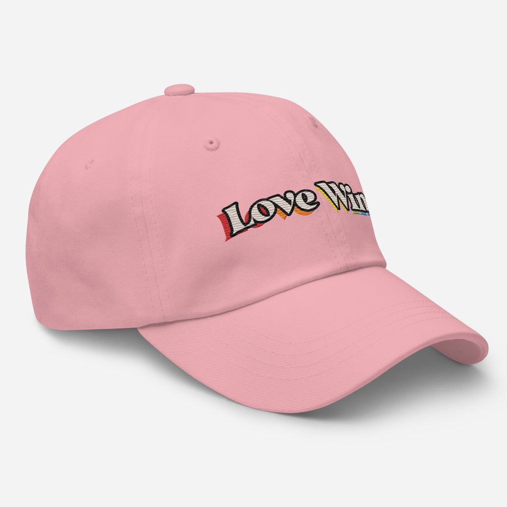 Love Wins embroidered dad hat, view 10 — Rose Gold Co