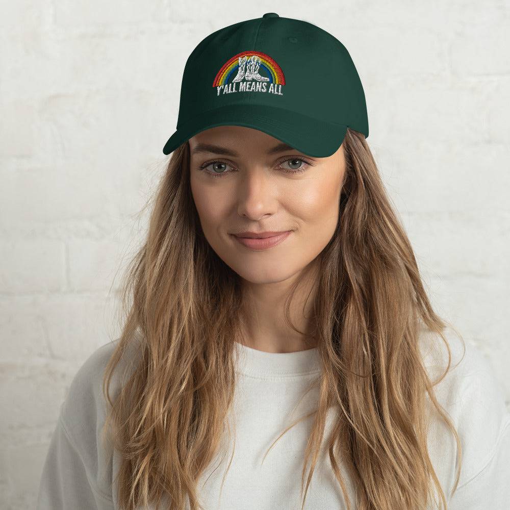 Y'all Means All pride dad hat, view 14 — Rose Gold Co