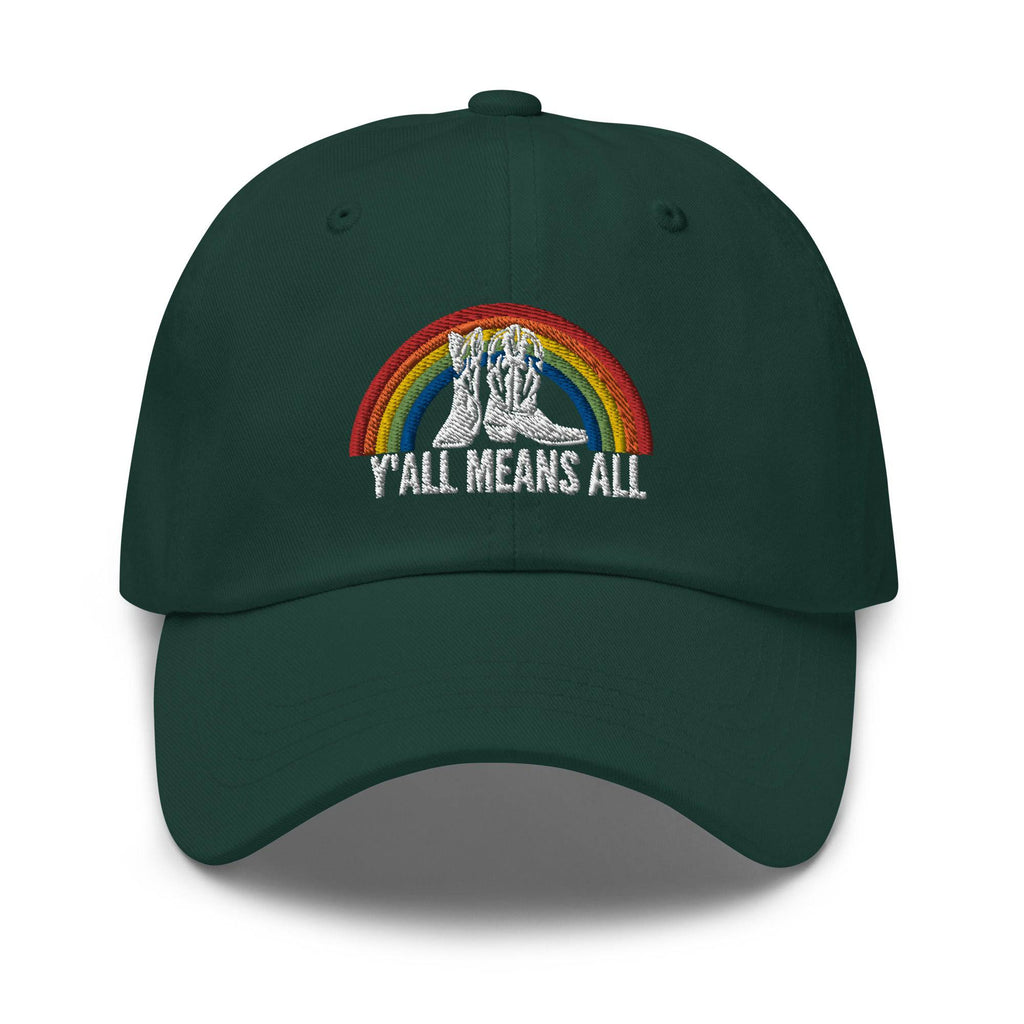 Y'all Means All pride dad hat, view 9 — Rose Gold Co