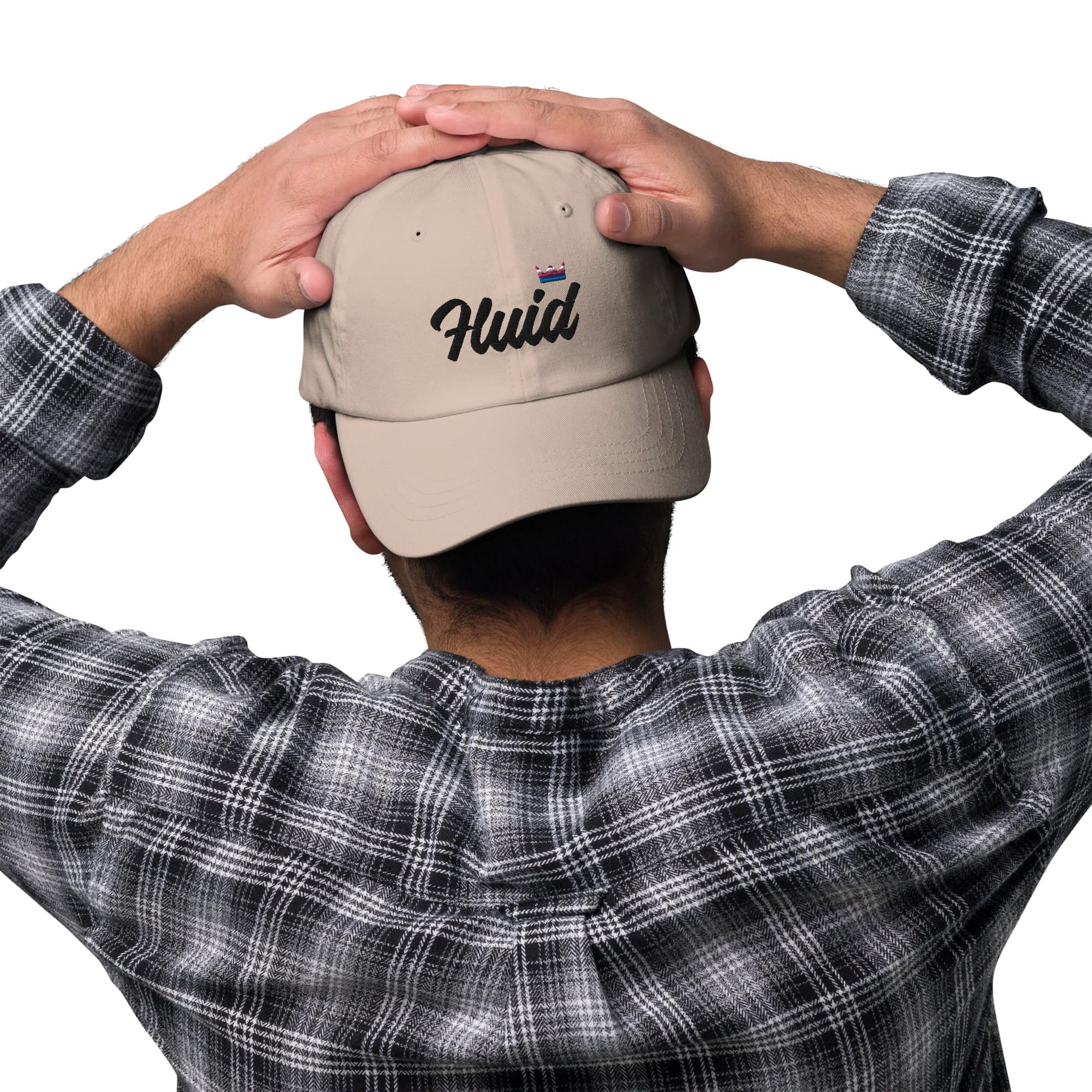 Genderfluid pride crown dad hat, view 9 — Rose Gold Co