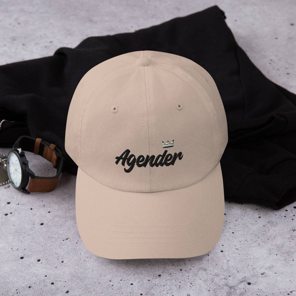 Agender pride crown dad hat, view 7 — Rose Gold Co