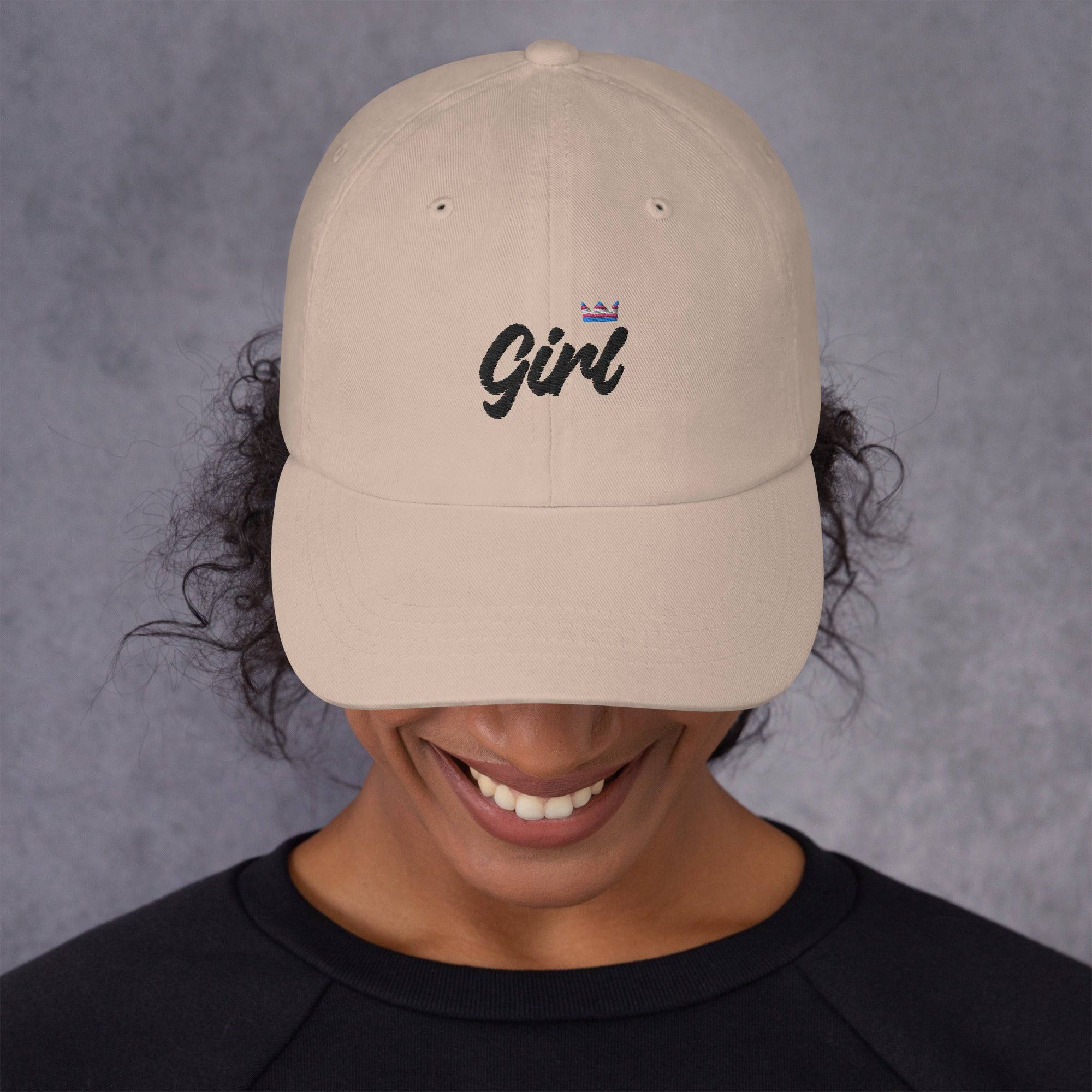 Trans girl pride dad hat, view 8 — Rose Gold Co