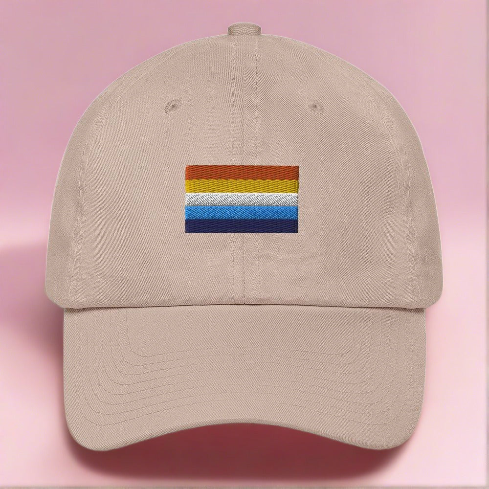 Aroace flag dad hat, front view — Rose Gold Co
