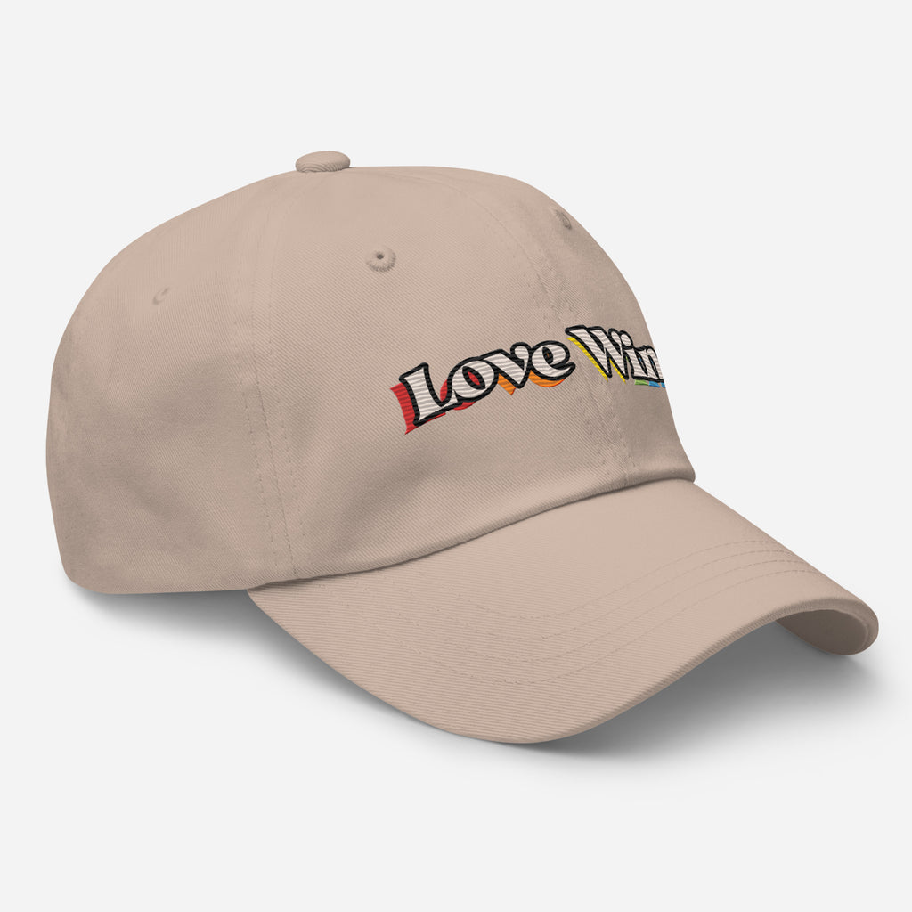 Love Wins embroidered dad hat, view 8 — Rose Gold Co