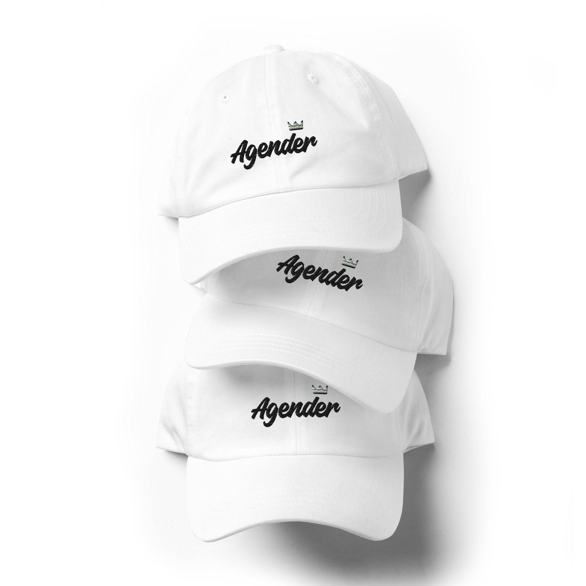 Agender pride crown dad hat, view 4 — Rose Gold Co