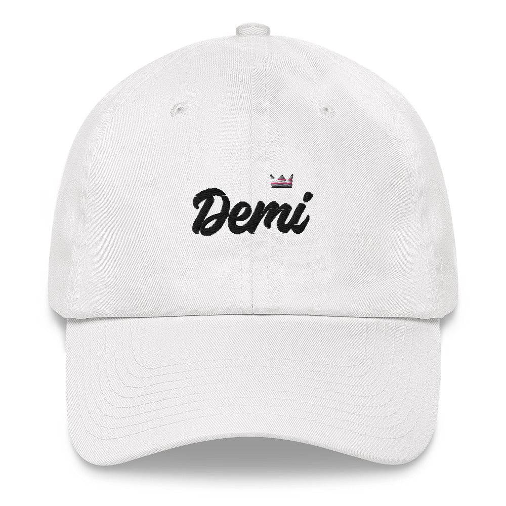Demigirl pride crown dad hat, front view — Rose Gold Co