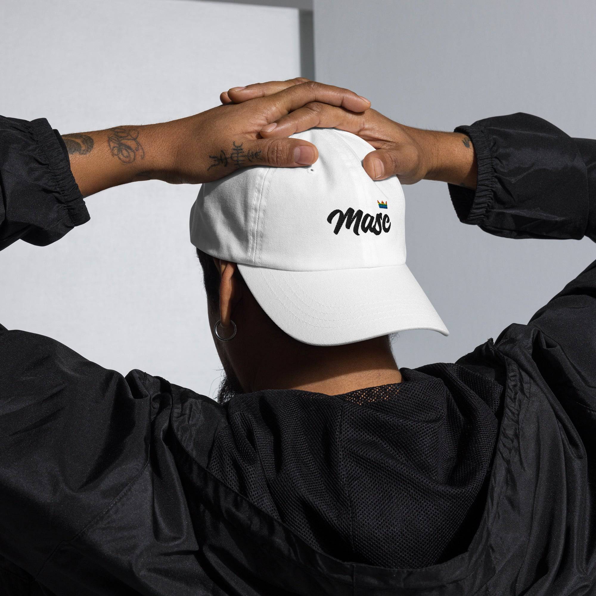Masc lesbian pride crown dad hat, view 8 — Rose Gold Co