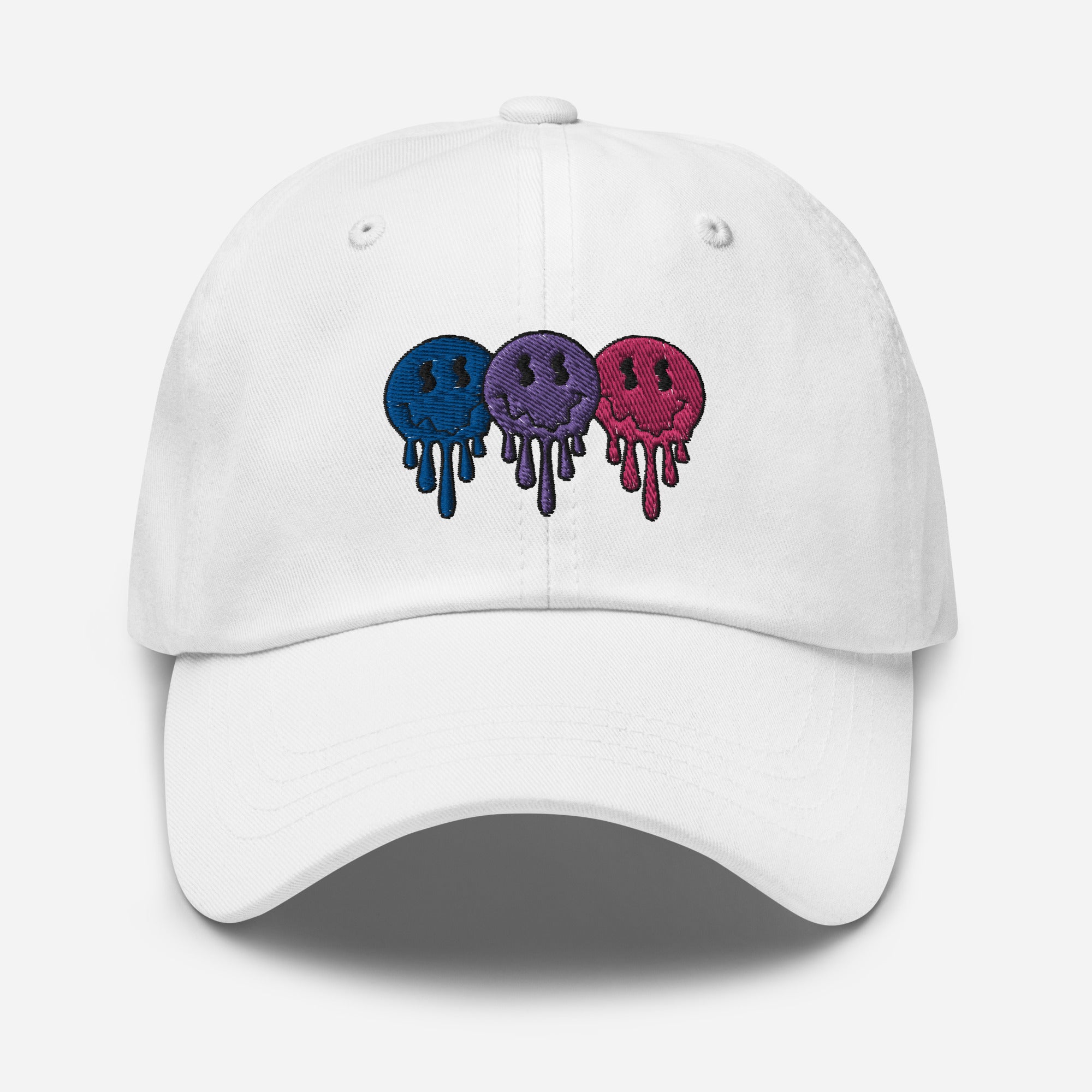 Bisexual pride smiley face dad hat, view 13 — Rose Gold Co
