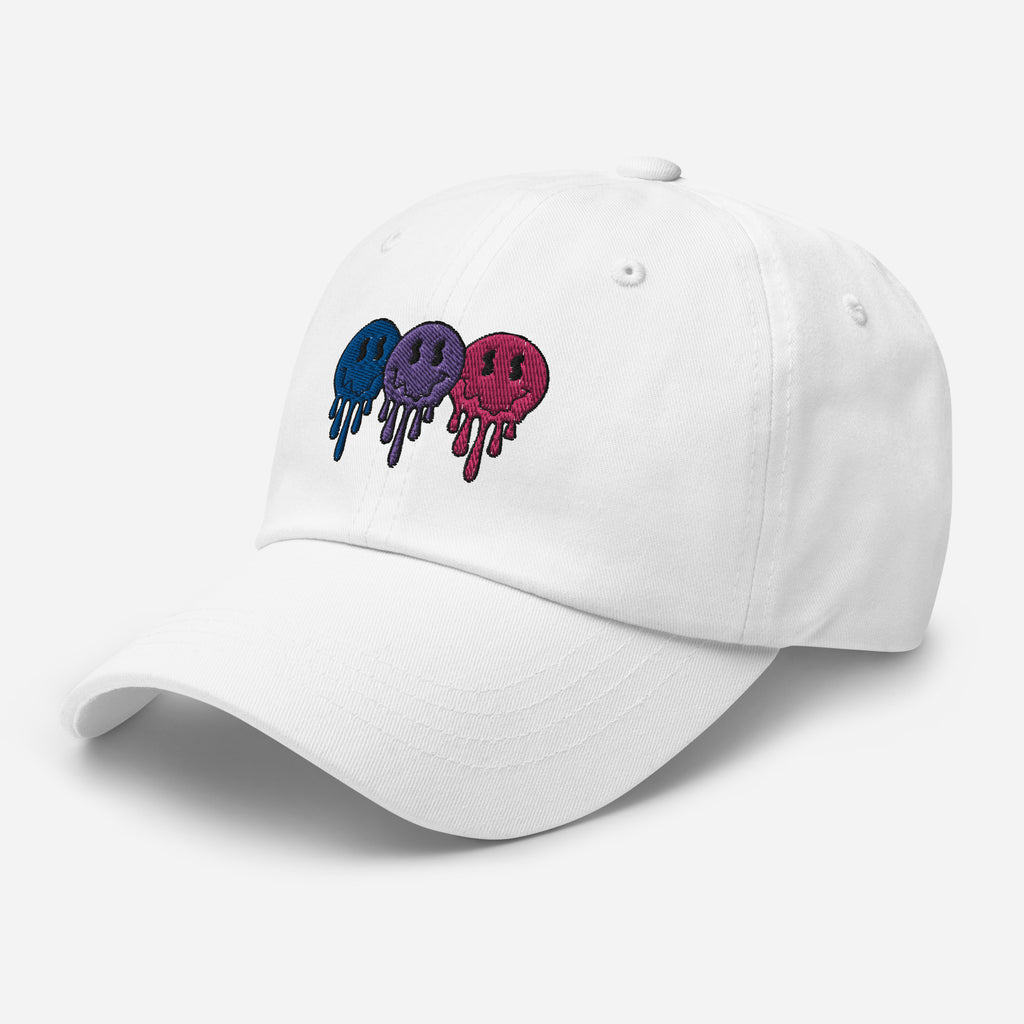 Bisexual pride smiley face dad hat, view 15 — Rose Gold Co