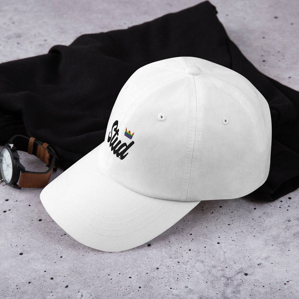 Stud Black lesbian pride crown dad hat, view 4 — Rose Gold Co