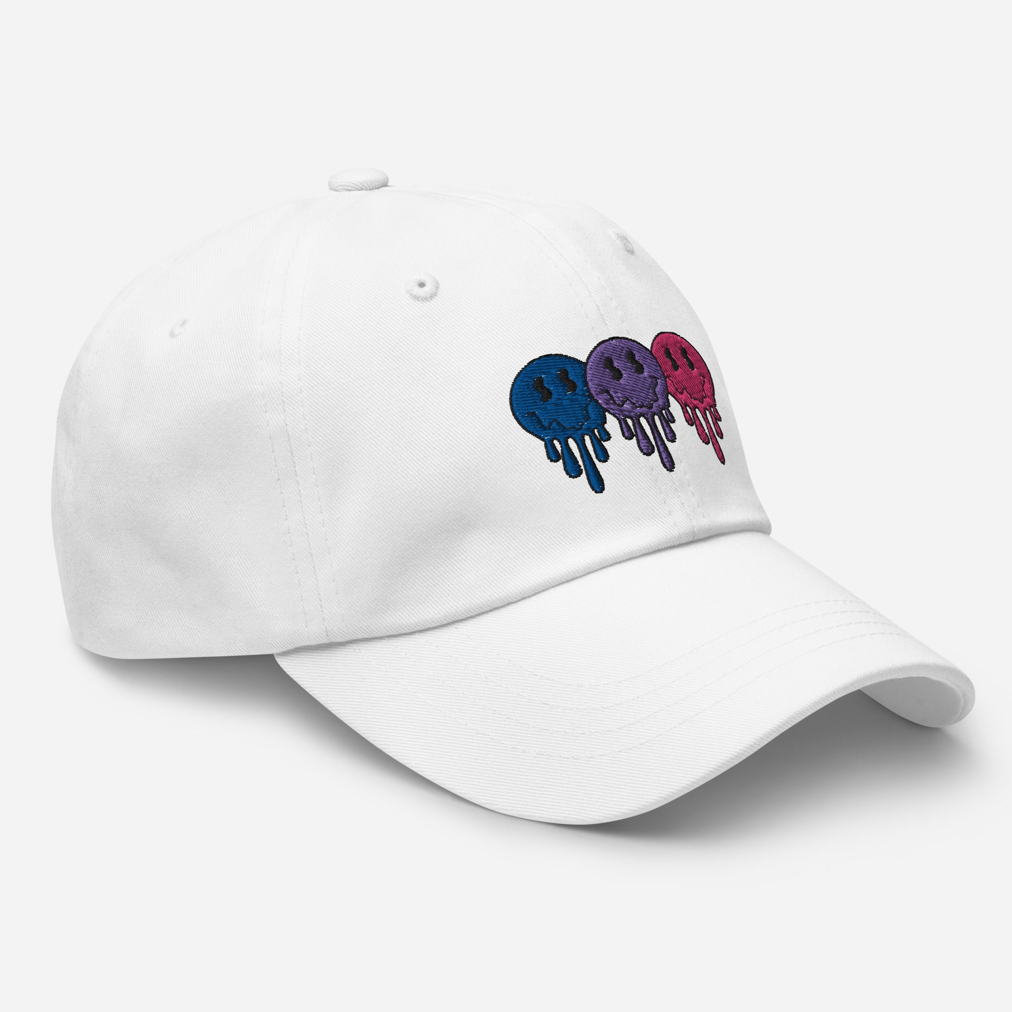 Bisexual pride smiley face dad hat, view 14 — Rose Gold Co