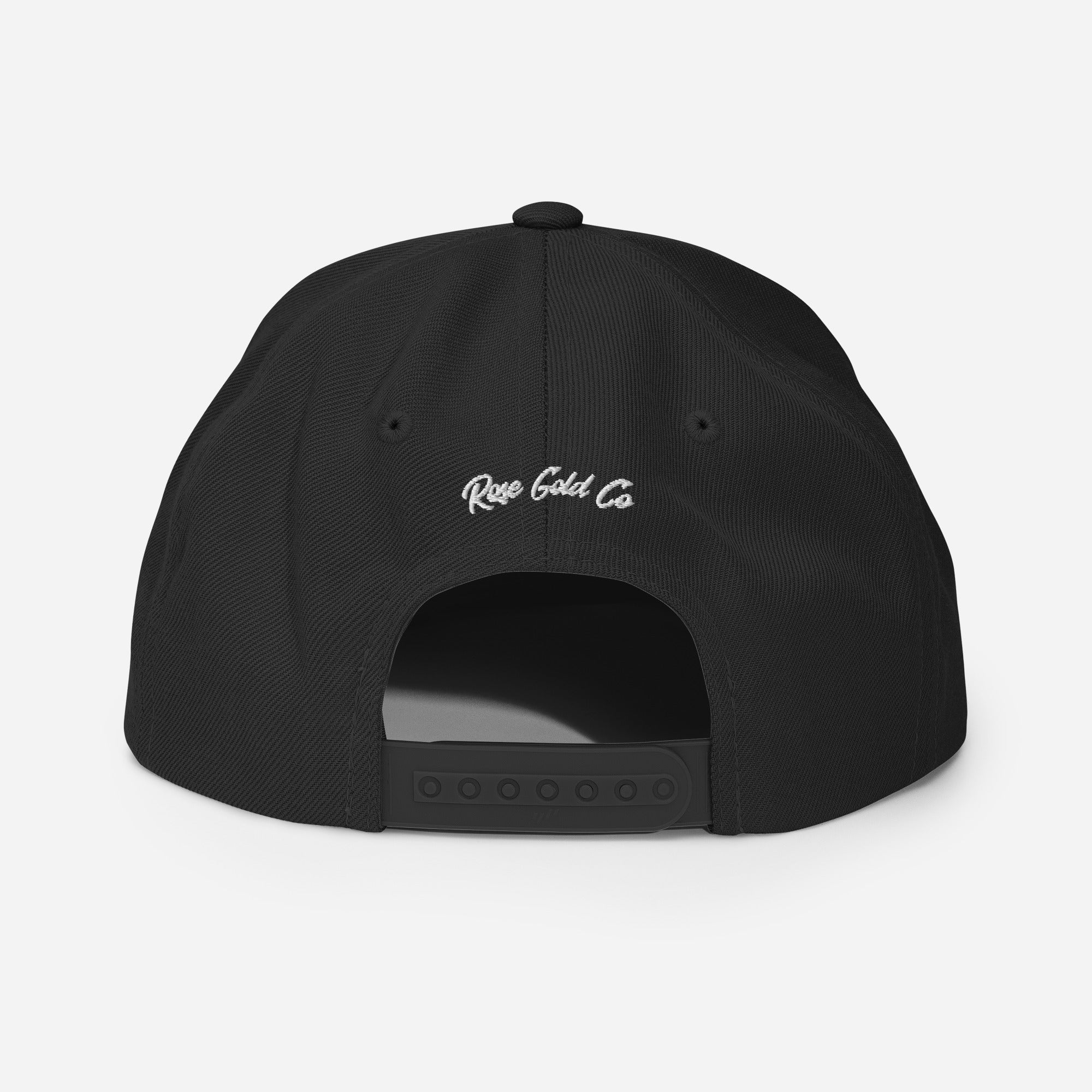 Cisn't snapback hat, back view — Rose Gold Co