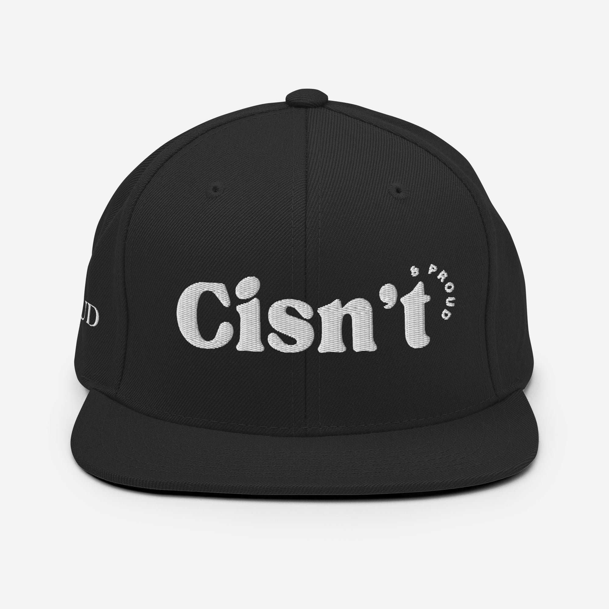 Cisn't snapback hat, detail view — Rose Gold Co