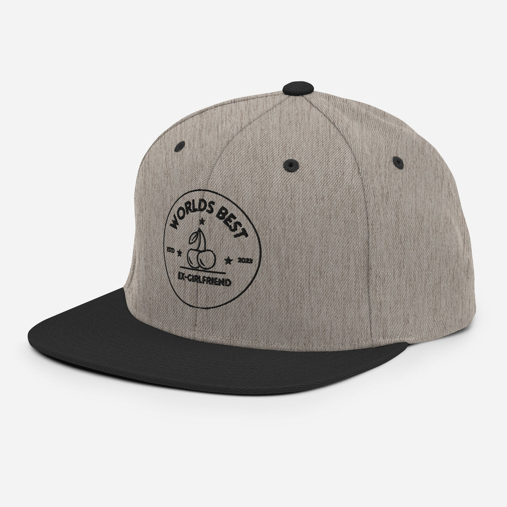 World's Best Ex-Girlfriend snapback hat, flat lay — Rose Gold Co