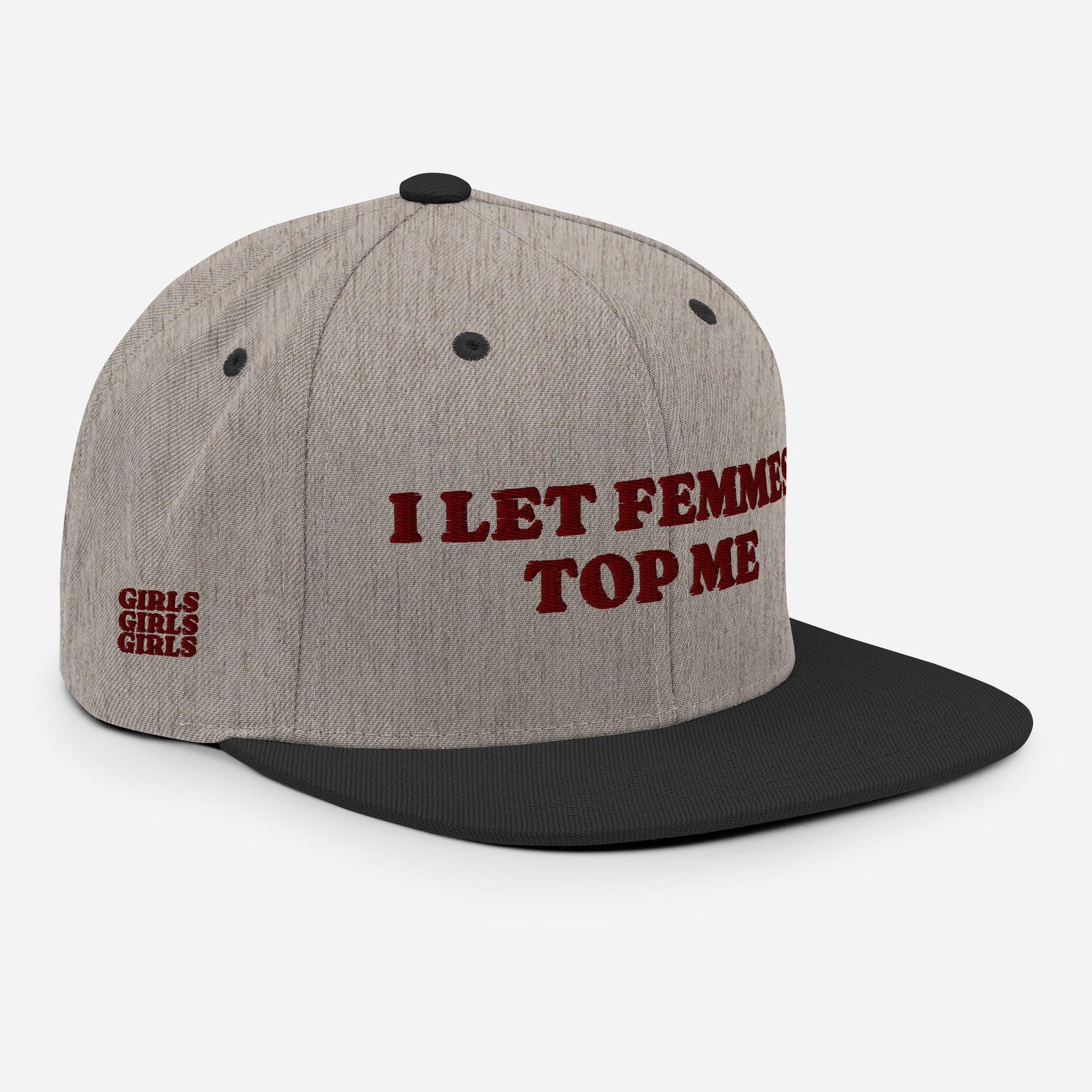 I Let Femmes Top Me snapback hat, view 6 — Rose Gold Co