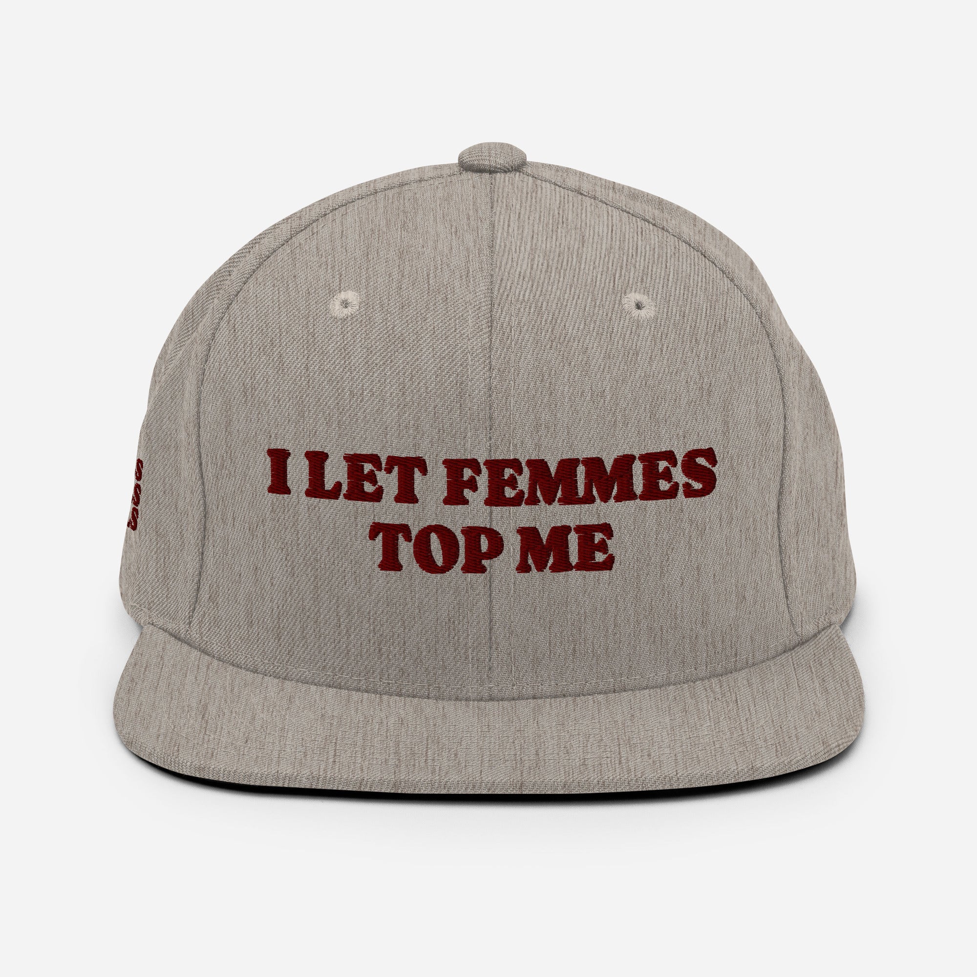 I Let Femmes Top Me snapback hat, view 15 — Rose Gold Co