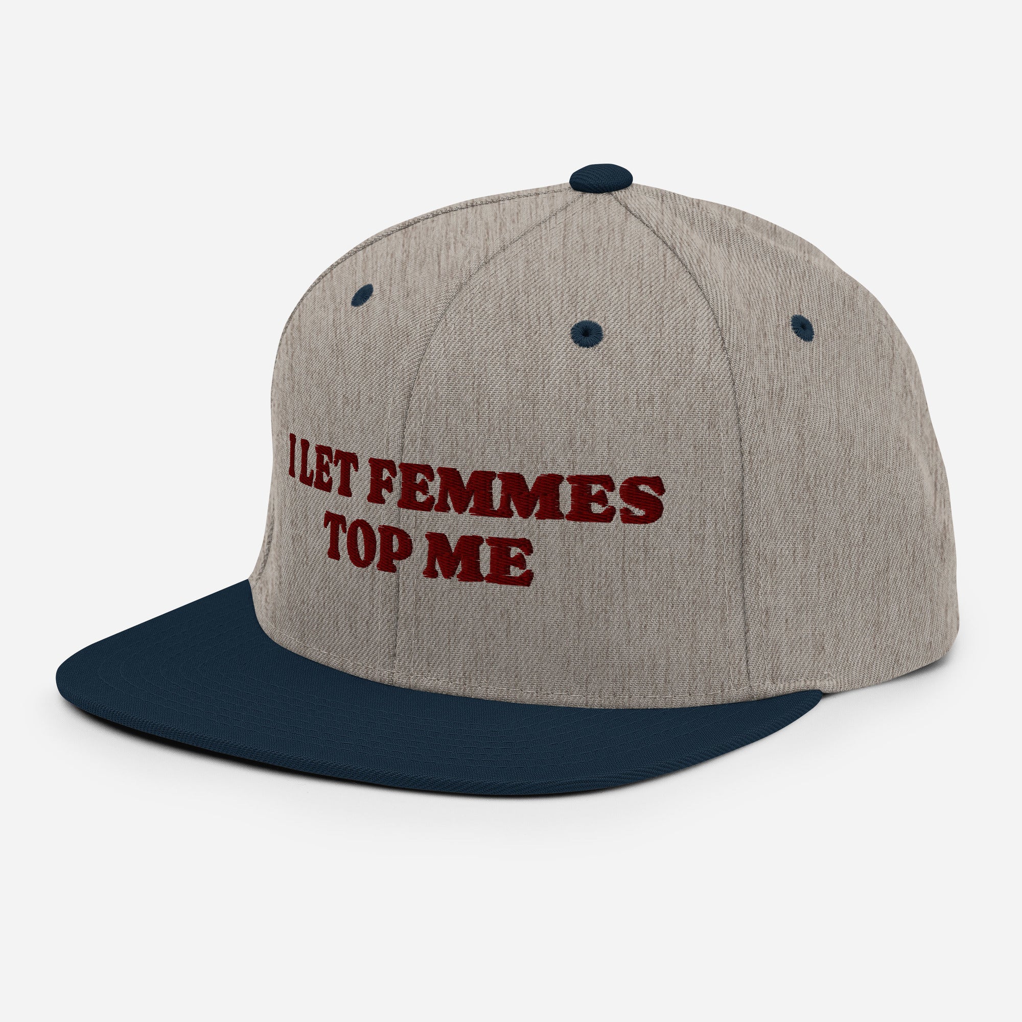 I Let Femmes Top Me snapback hat, view 10 — Rose Gold Co