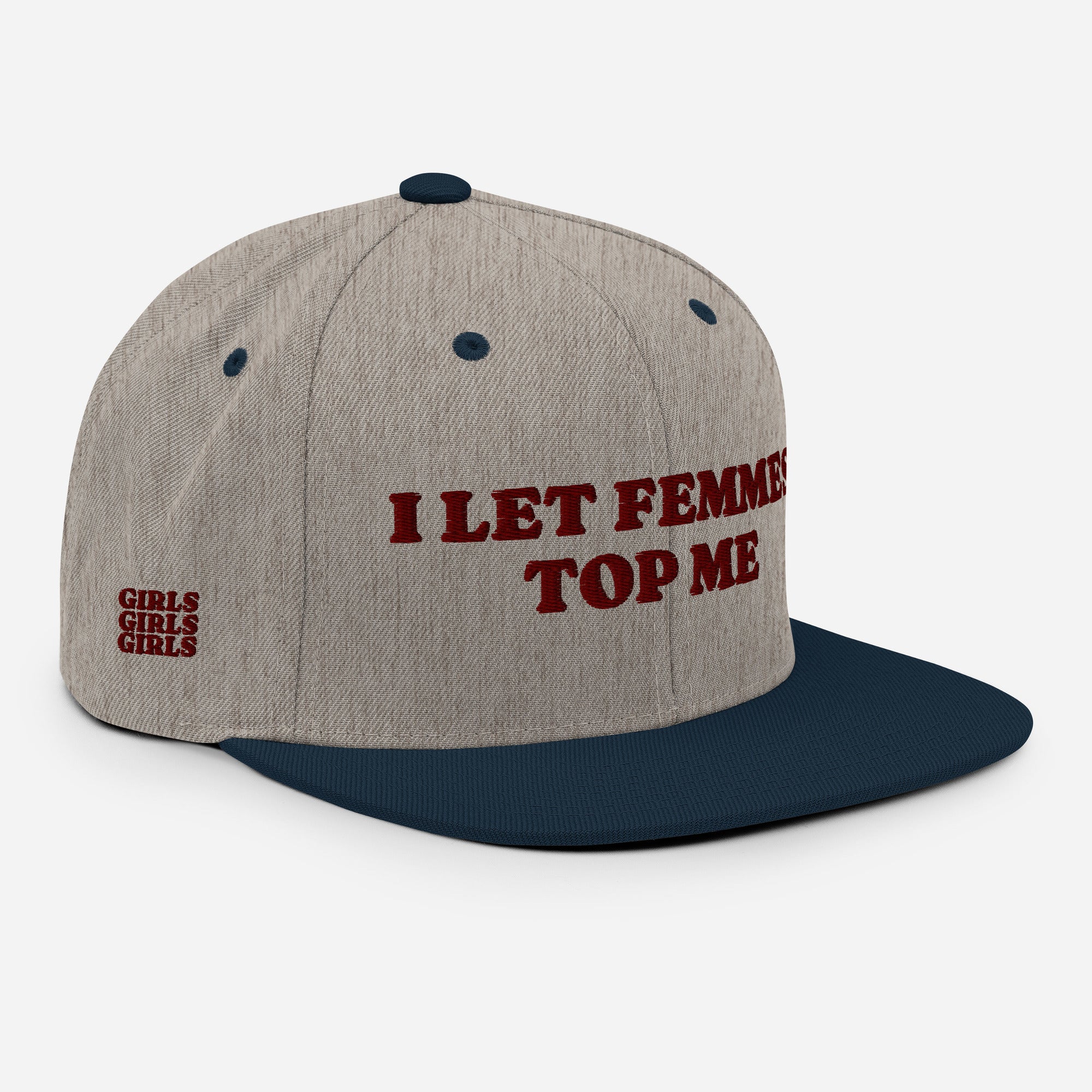 I Let Femmes Top Me snapback hat, view 12 — Rose Gold Co