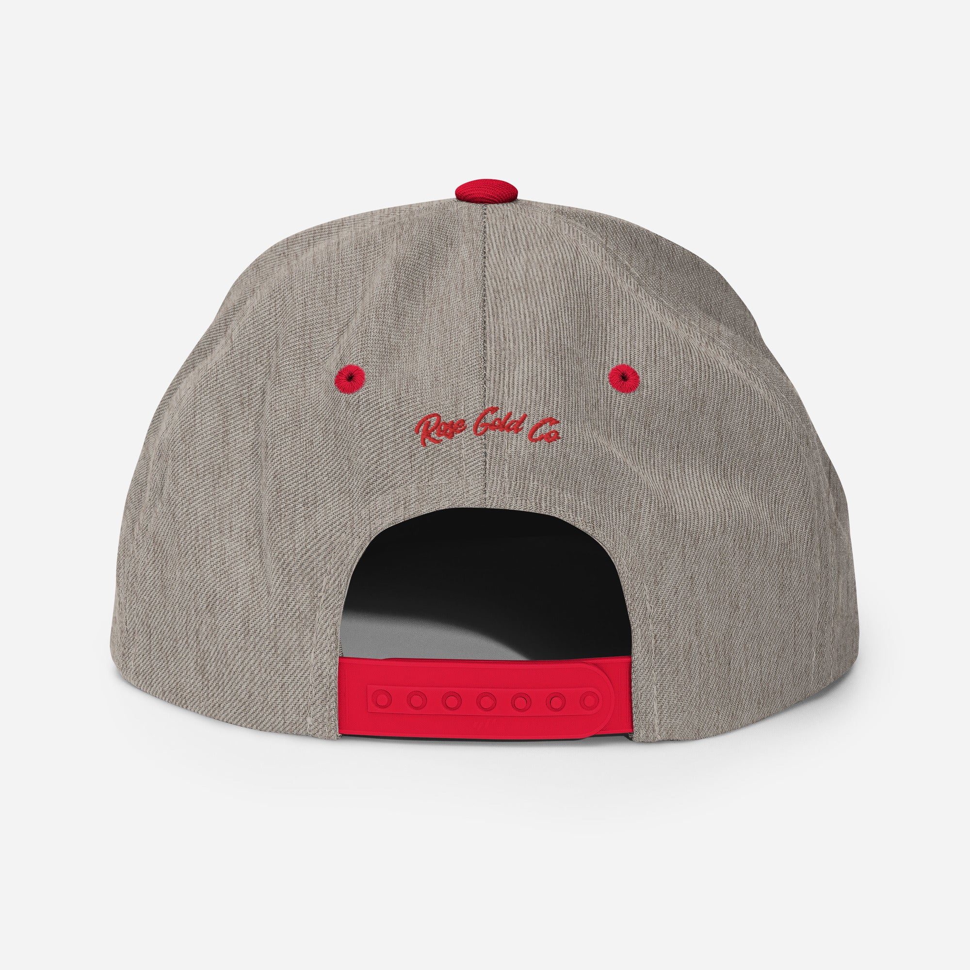 Cisn't Racin' Red Edition snapback hat, flat lay — Rose Gold Co