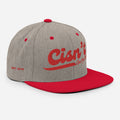 Cisn't Racin' Red Edition snapback hat, front view — Rose Gold Co