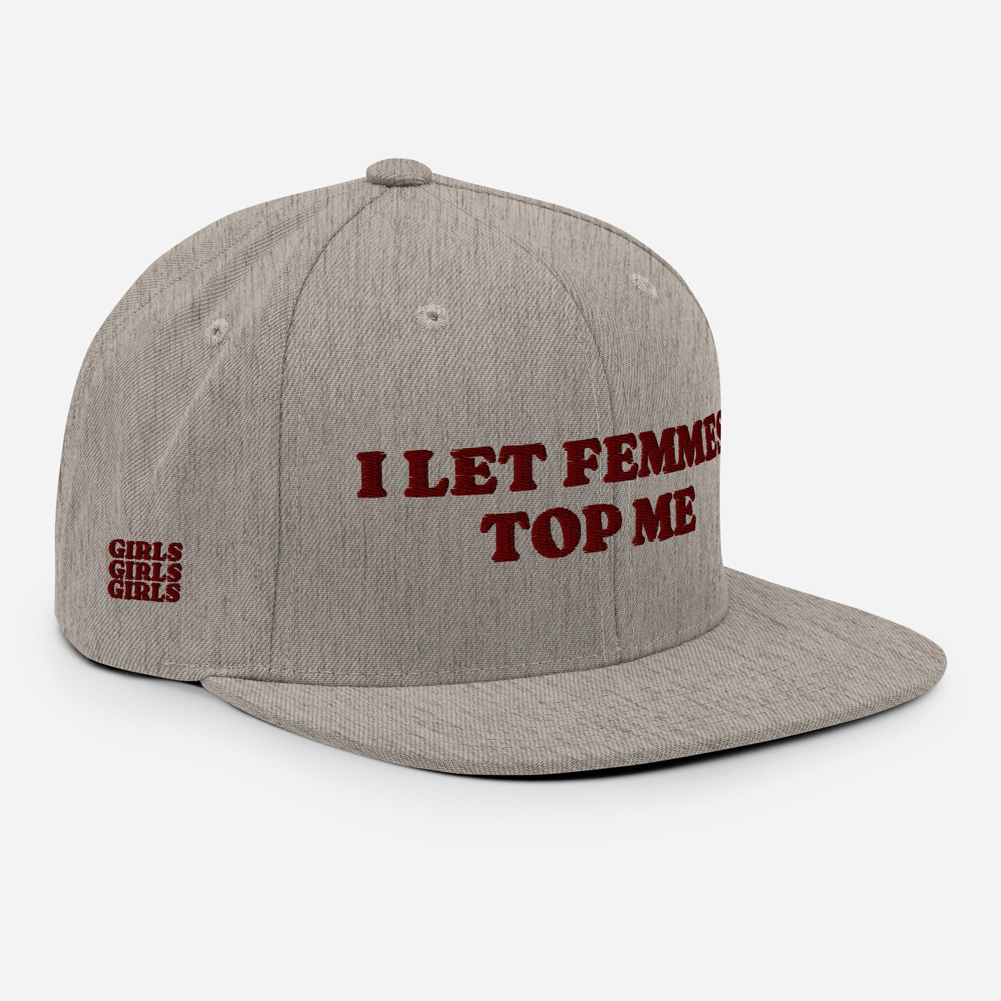I Let Femmes Top Me snapback hat, view 18 — Rose Gold Co