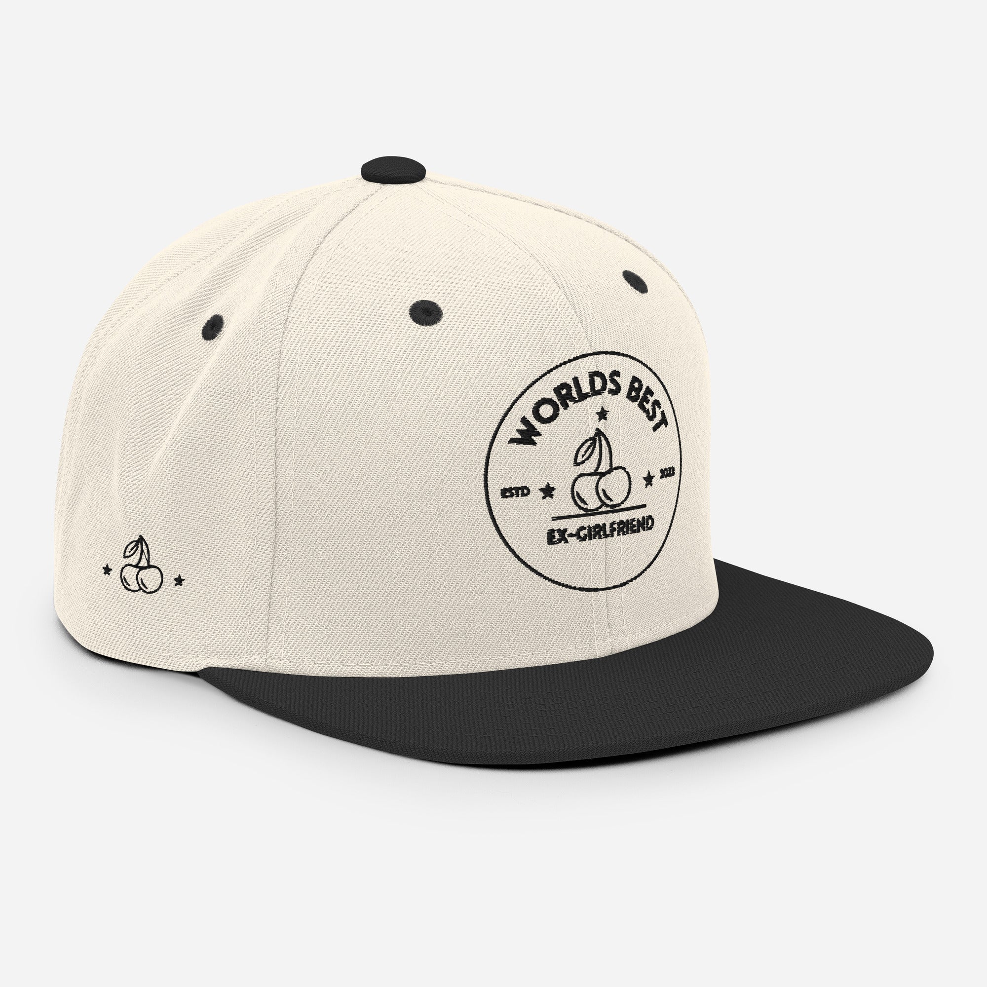 World's Best Ex-Girlfriend snapback hat, front view — Rose Gold Co
