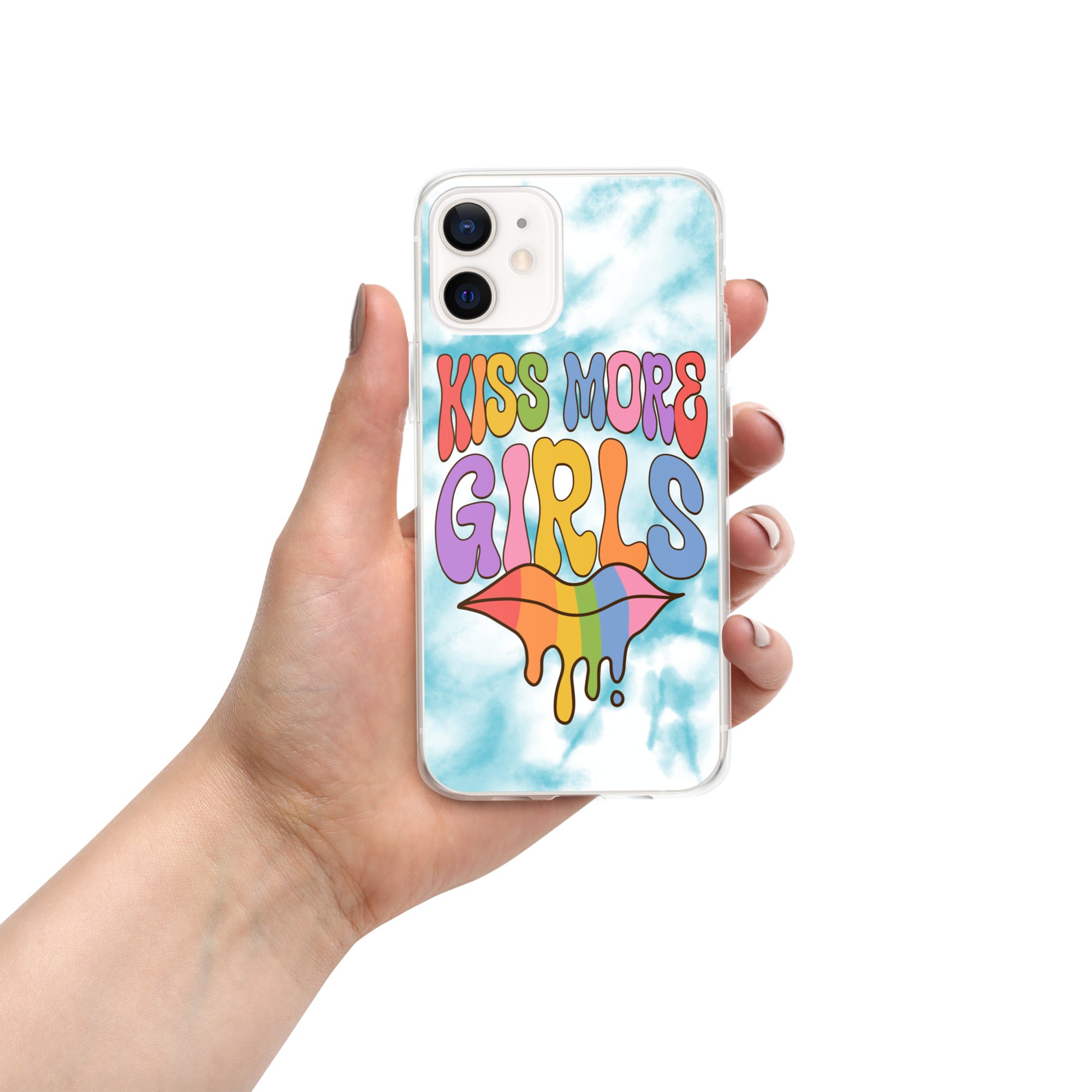 Kiss More Girls iPhone case, view 8 — Rose Gold Co
