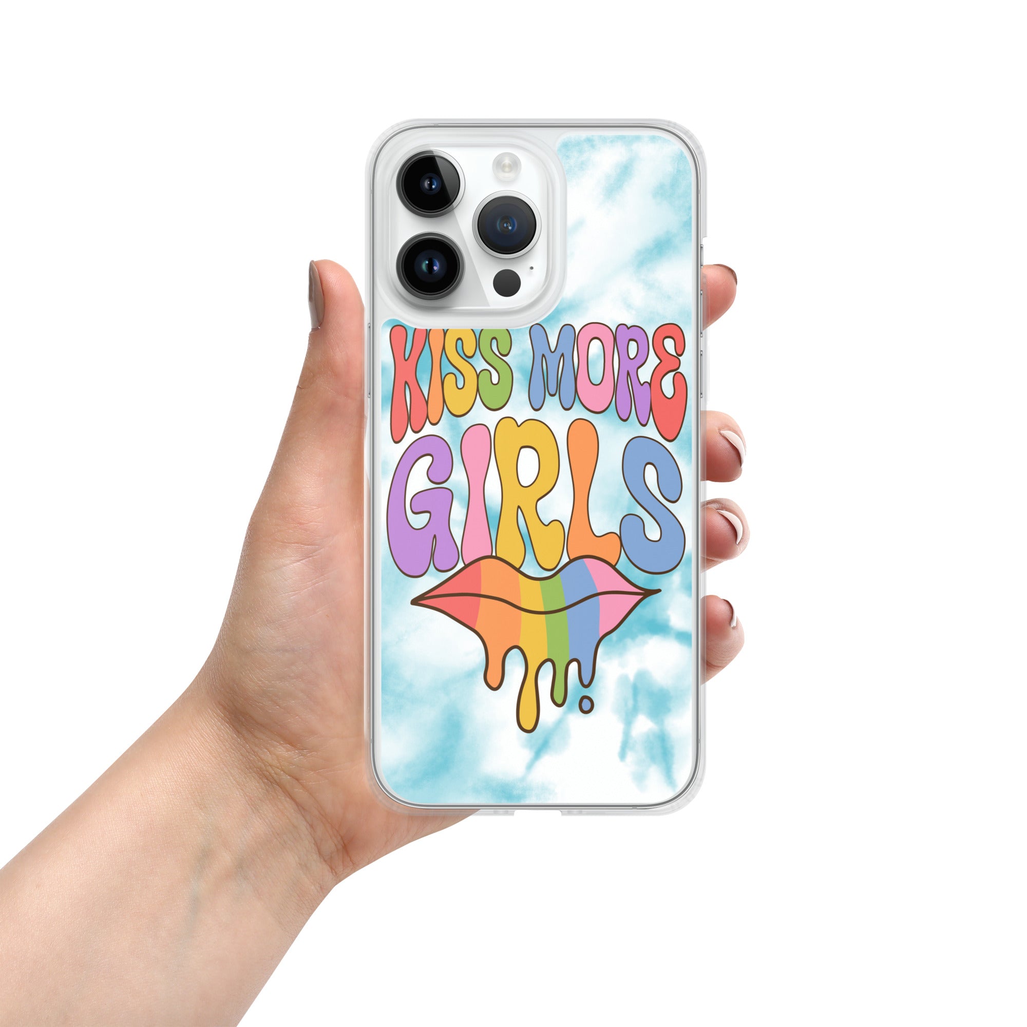 Kiss More Girls iPhone case, view 14 — Rose Gold Co