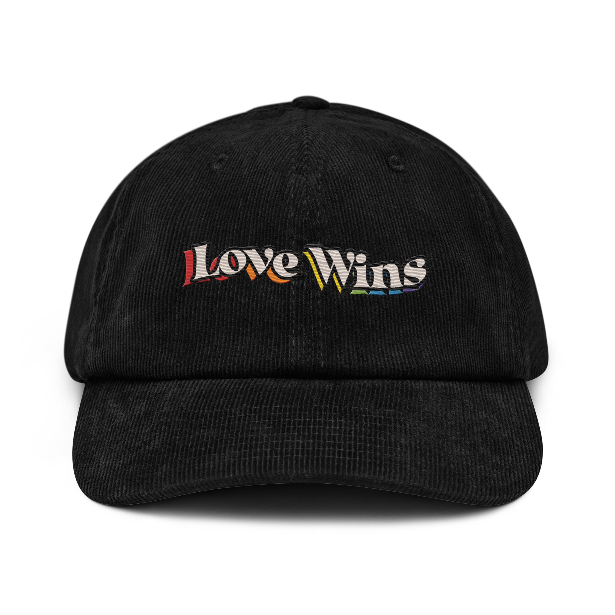 Love Wins rainbow shadow corduroy cap, view 4 — Rose Gold Co