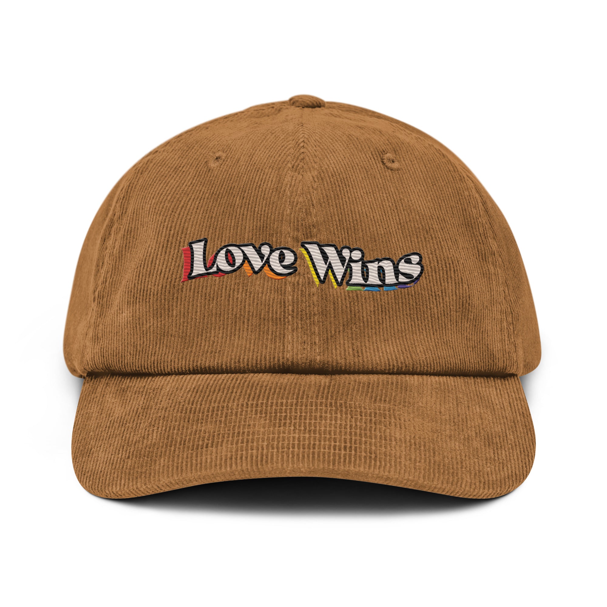Love Wins rainbow shadow corduroy cap, view 6 — Rose Gold Co