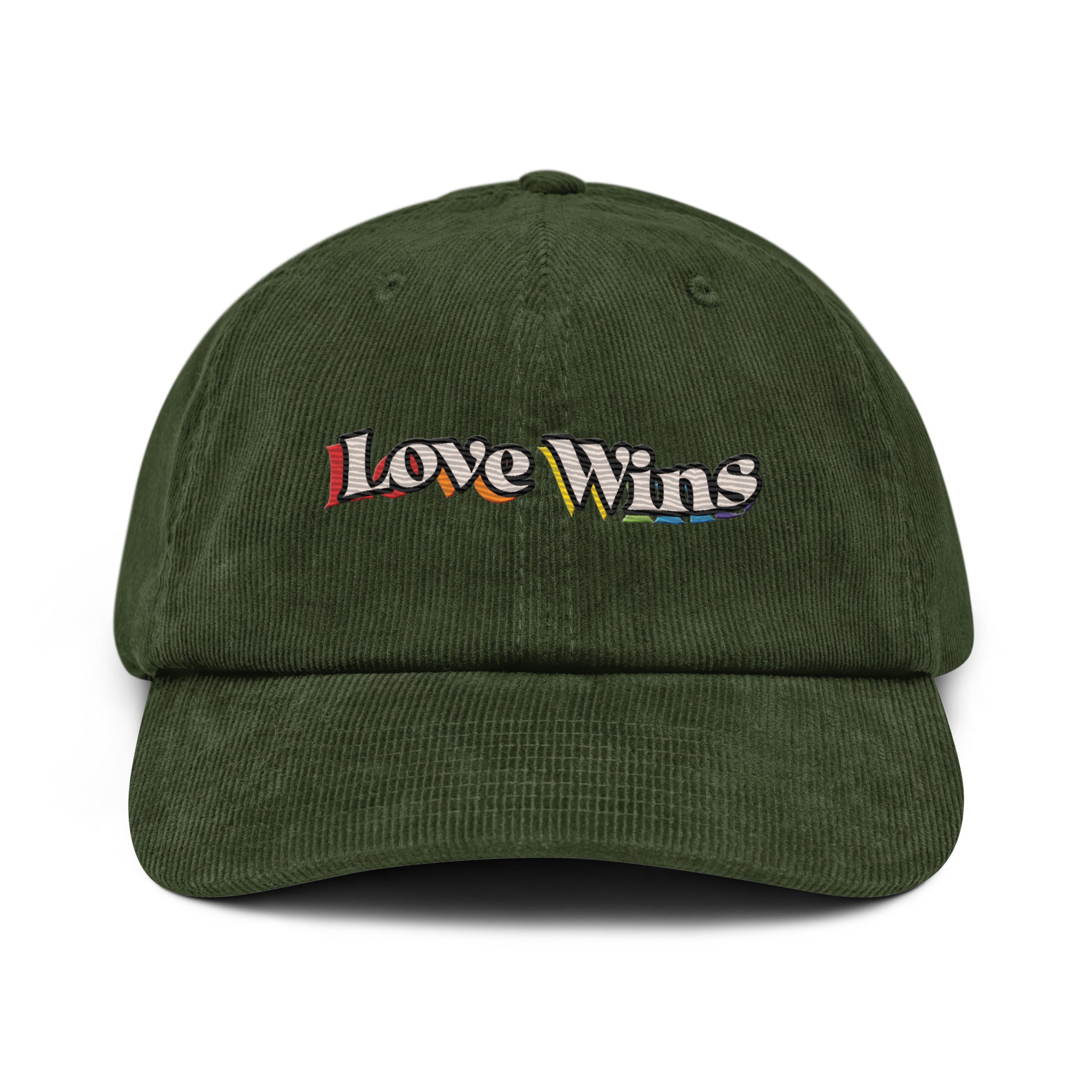 Love Wins rainbow shadow corduroy cap — Rose Gold Co