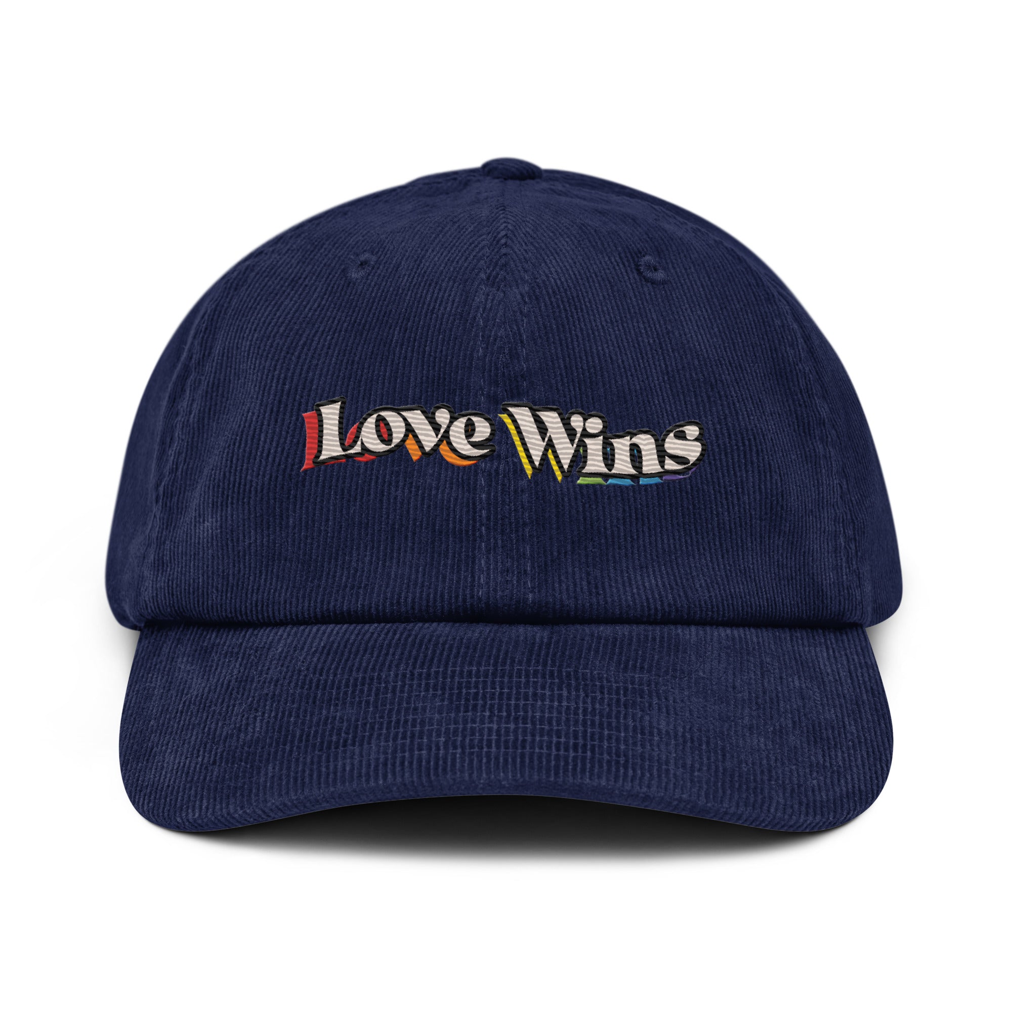 Love Wins rainbow shadow corduroy cap, view 5 — Rose Gold Co