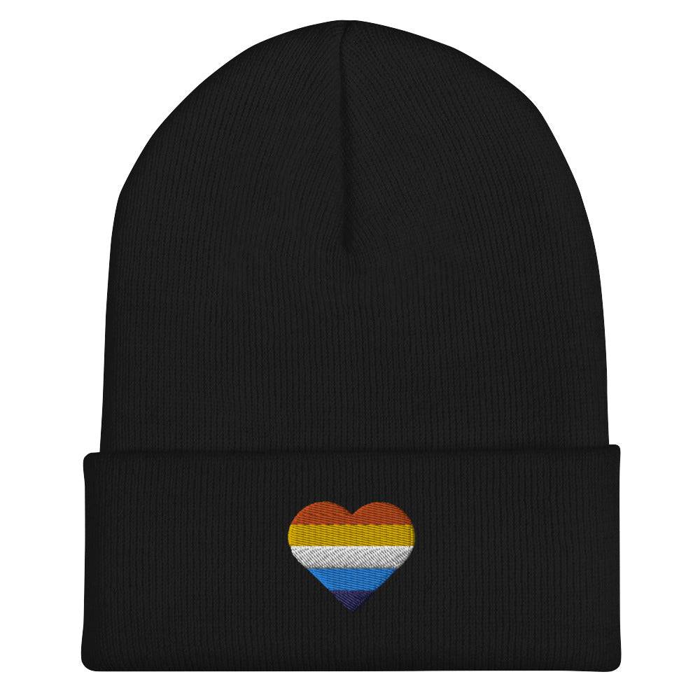 Aroace pride cuffed beanie, view 2 — Rose Gold Co