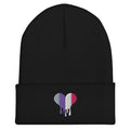 Cupioromantic dripping heart cuffed beanie, front view — Rose Gold Co