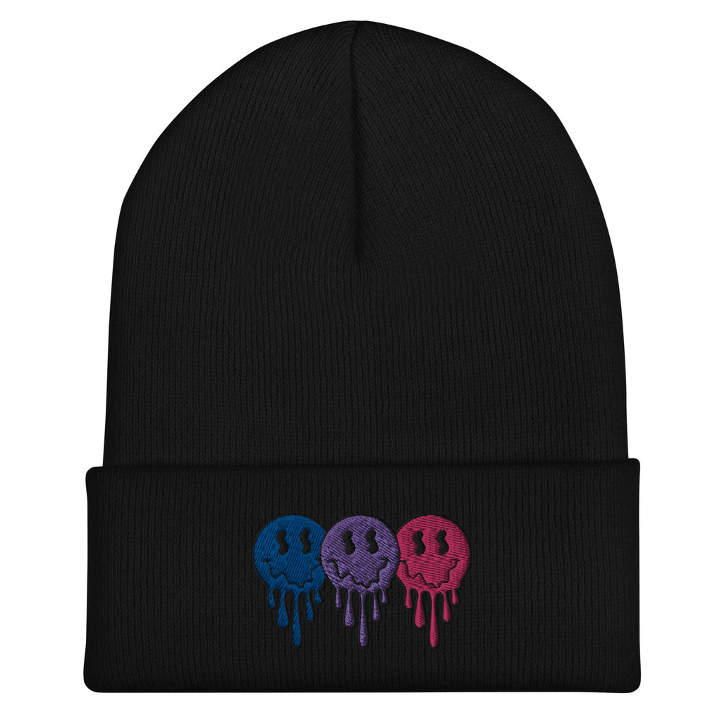 Bisexual pride smiley face beanie — Rose Gold Co