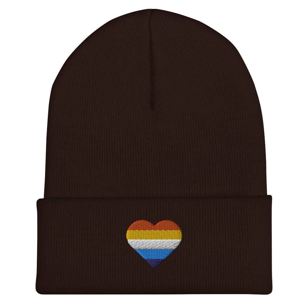 Aroace pride cuffed beanie, view 4 — Rose Gold Co
