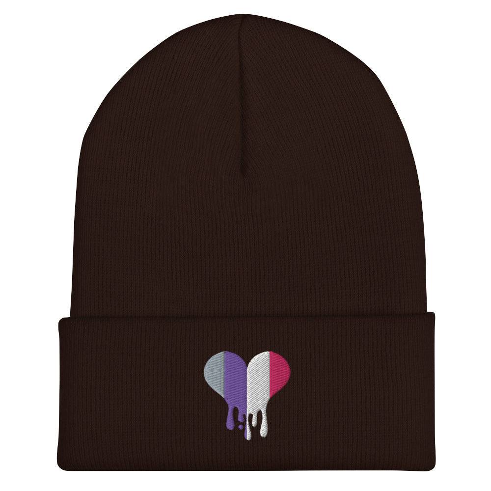 Cupioromantic dripping heart cuffed beanie, view 6 — Rose Gold Co