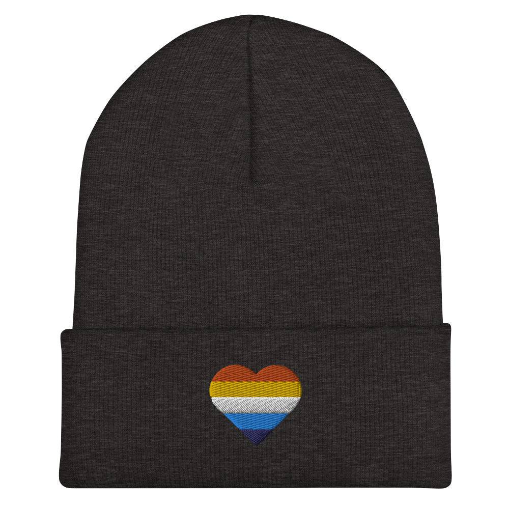 Aroace pride cuffed beanie, view 6 — Rose Gold Co