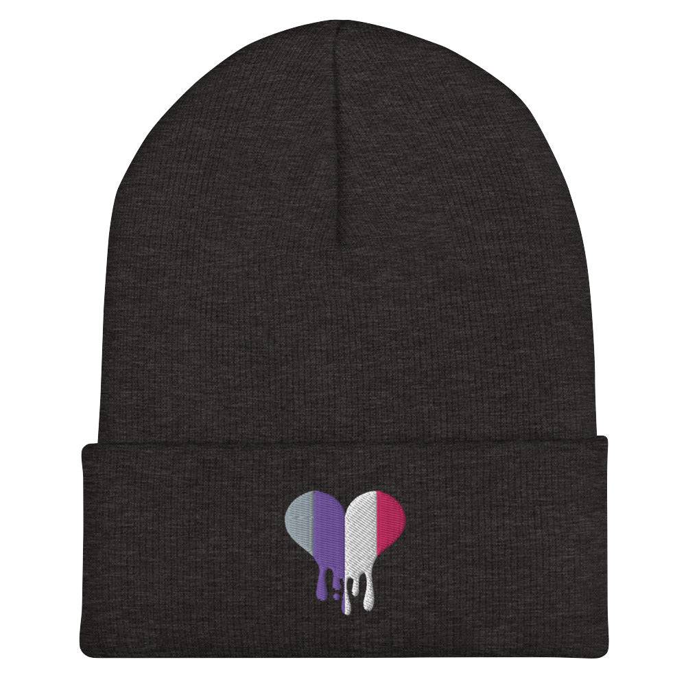 Cupioromantic dripping heart cuffed beanie, view 8 — Rose Gold Co