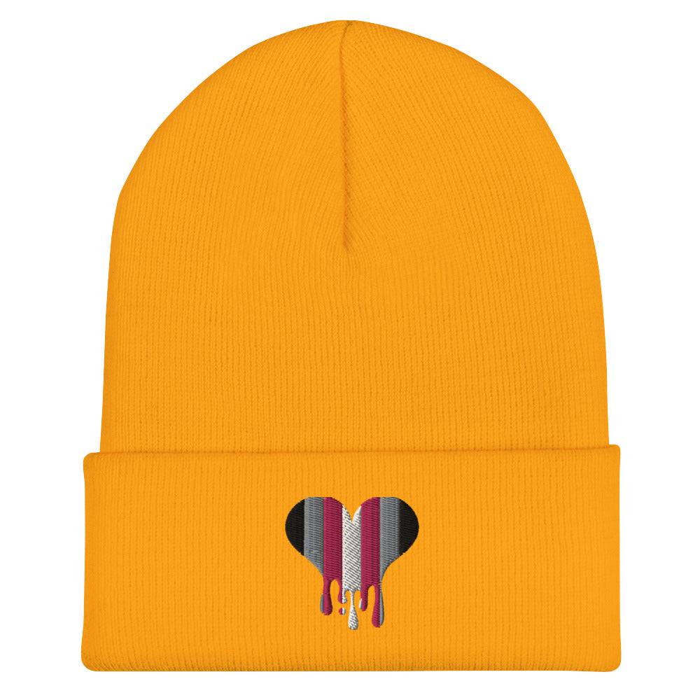 Demi girl melting heart cuffed beanie, view 3 — Rose Gold Co