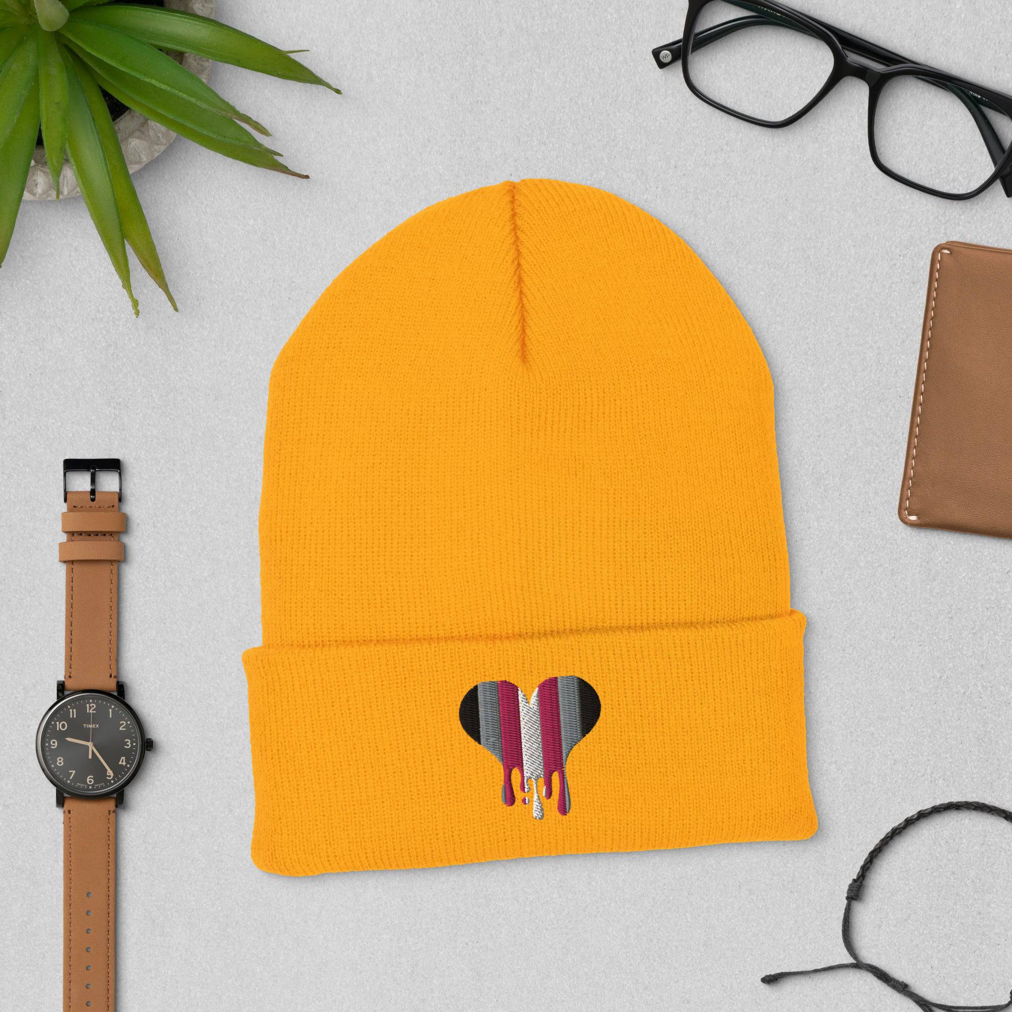 Demi girl melting heart cuffed beanie, view 9 — Rose Gold Co