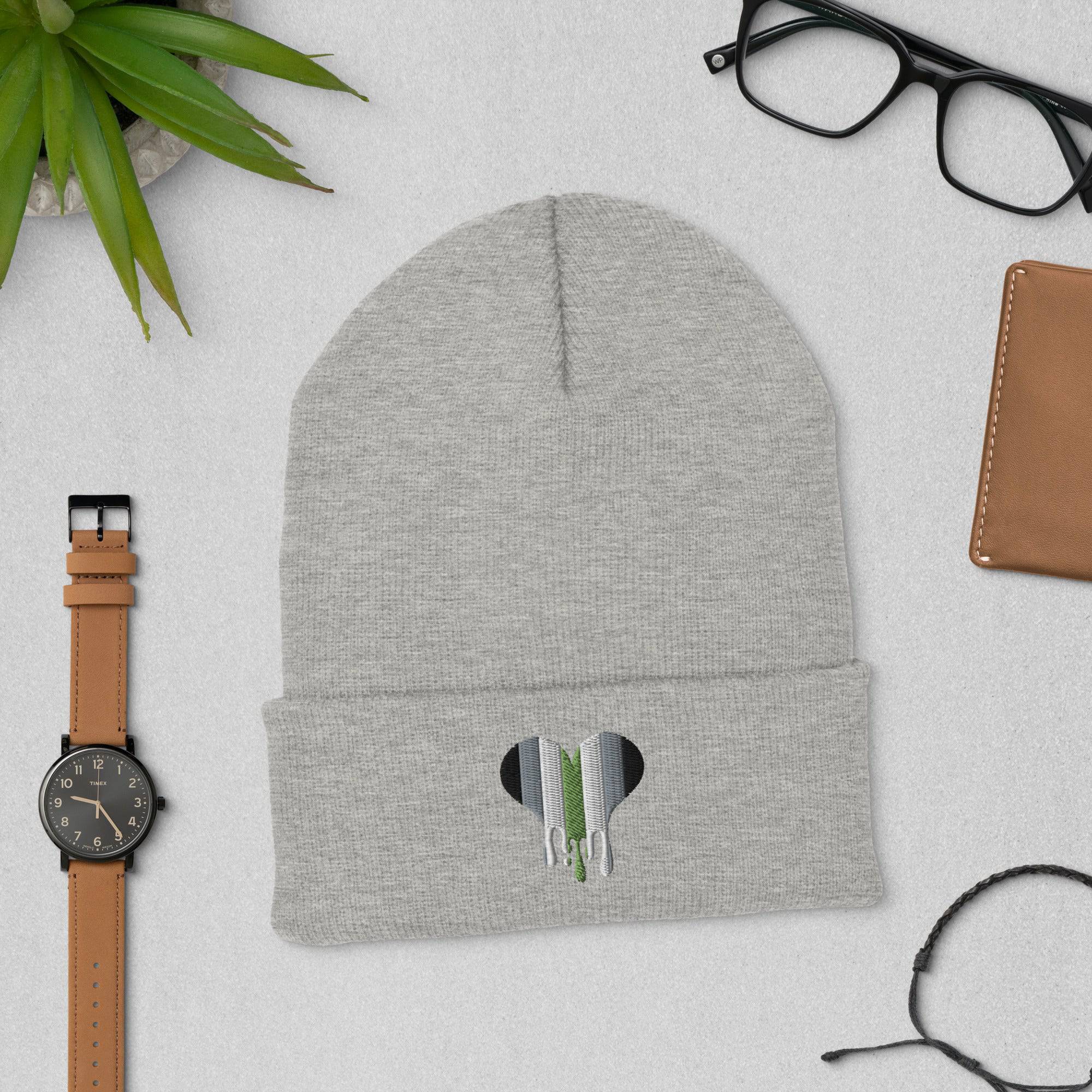 Agender melting heart beanie, view 2 — Rose Gold Co