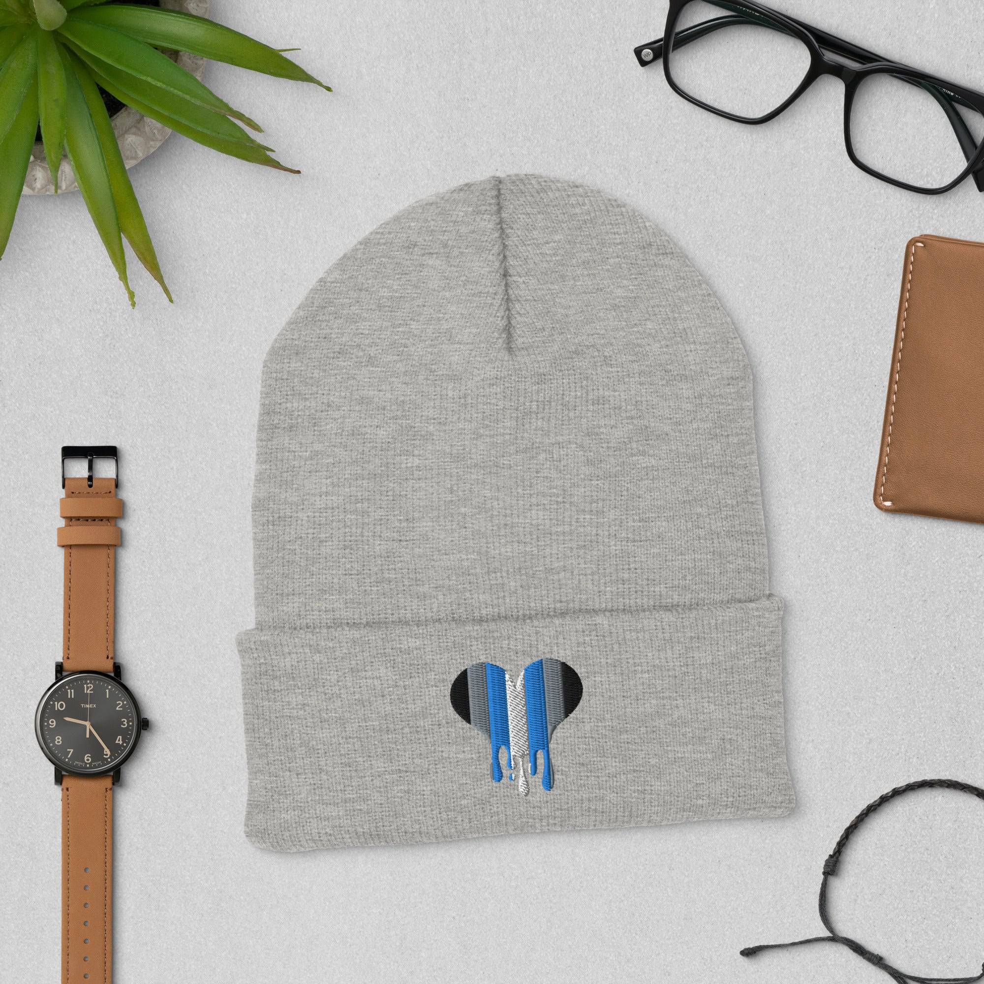 Demiboy melting heart beanie, view 2 — Rose Gold Co