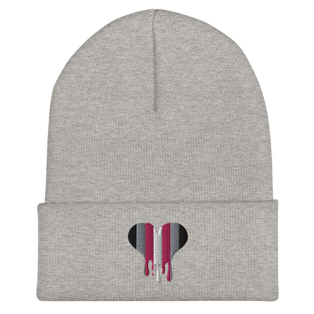Demi girl melting heart cuffed beanie, view 4 — Rose Gold Co