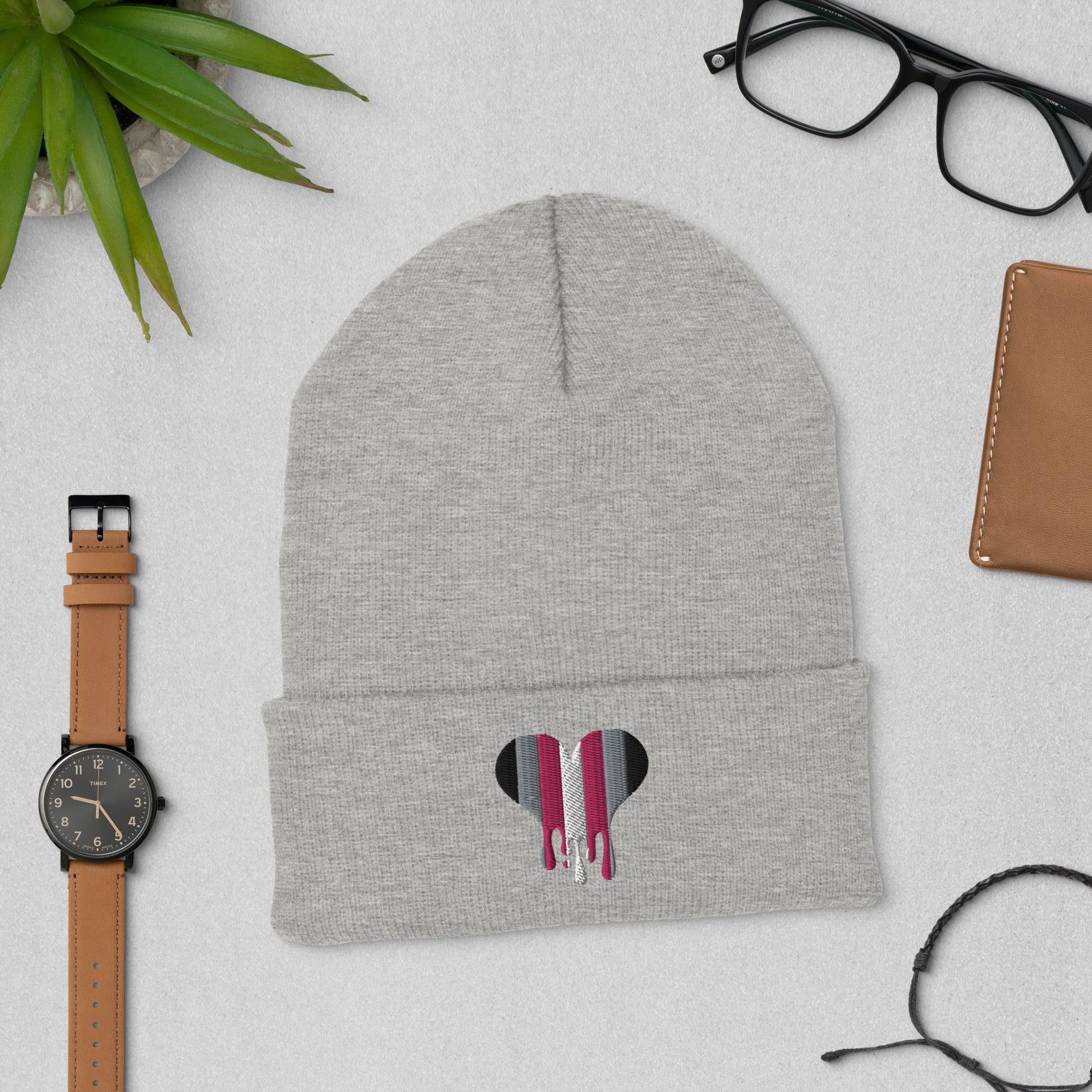 Demi girl melting heart cuffed beanie, view 8 — Rose Gold Co